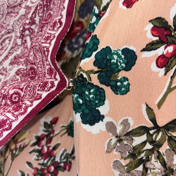 Anthropologie Floral Patchwork Top- Meadow Rue Long Sleeve Wrap Blouse- Size 0 - Picture 10 of 14